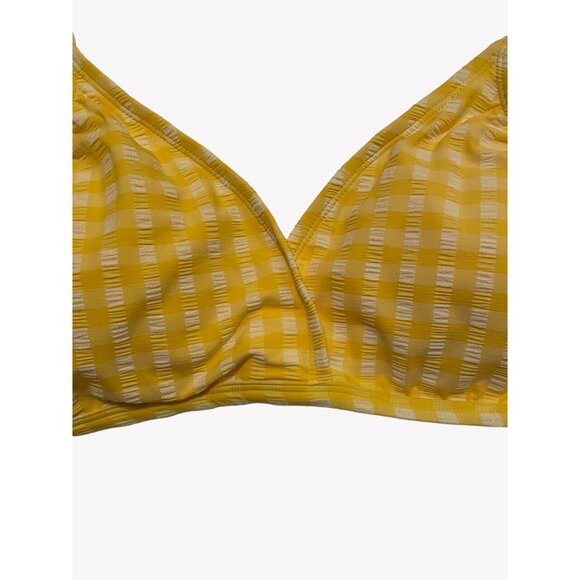 New With Tags Kona Sol Yellow White Gingham Bikini Top L 12-14 Adjustable Straps - Picture 3 of 11